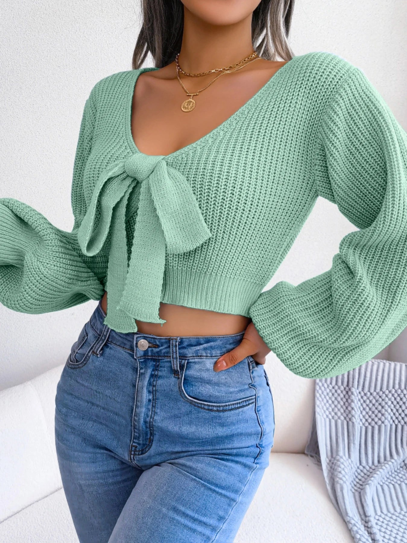 Bow Tie Crop Sweater